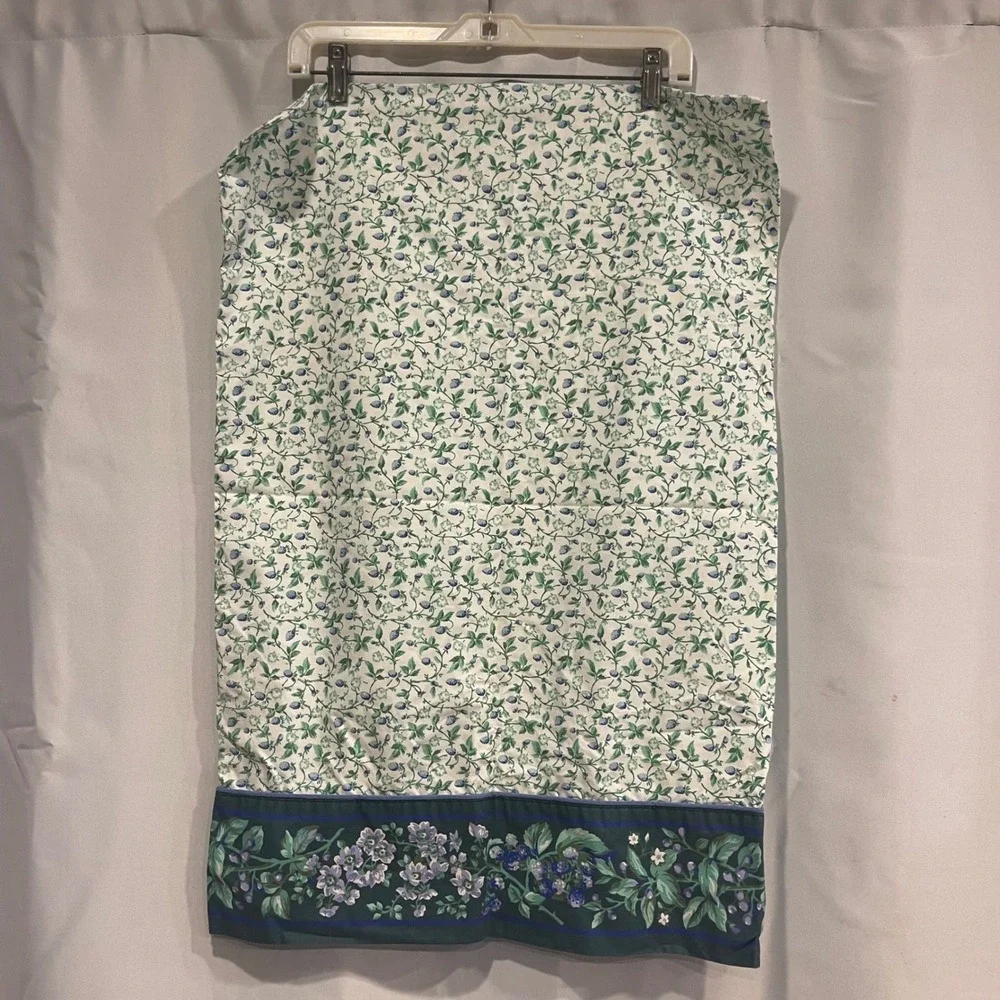 Vintage Laura Ashley Bramble Berry Floral Standard Pillowcase Teal Border Cotton